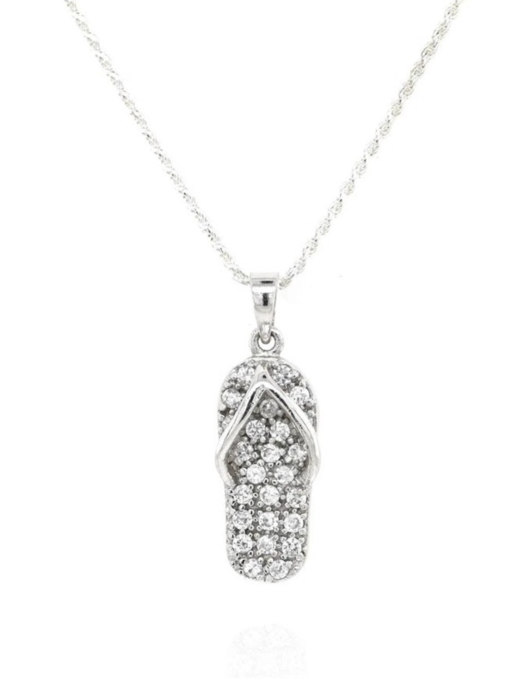 NWOT Lia Sophia Silver Crystal Flip Flop Pendant Necklace